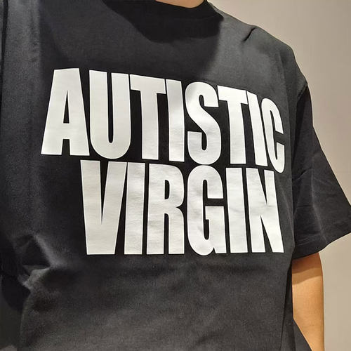 AUTISTIC VIRGIN 个性小众英文字母印花 精神状态 belike 纯棉T恤
