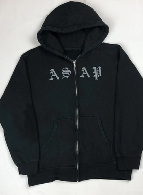 ASAP Rocky Hoodie Zip Up Rap Sweatshirt 拉链连帽卫衣 上衣