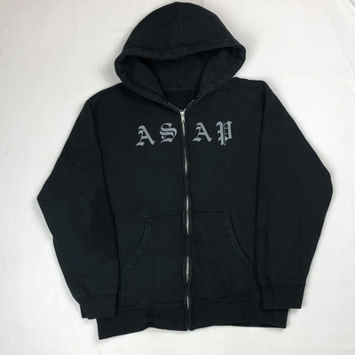 ASAP Rocky Hoodie Zip Up Rap Sweatshirt 拉链连帽卫衣 上衣