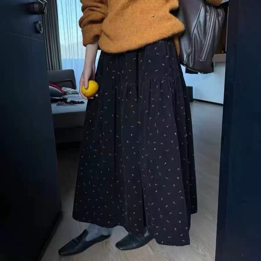 LEAVES碎花灯芯绒裙伞裙