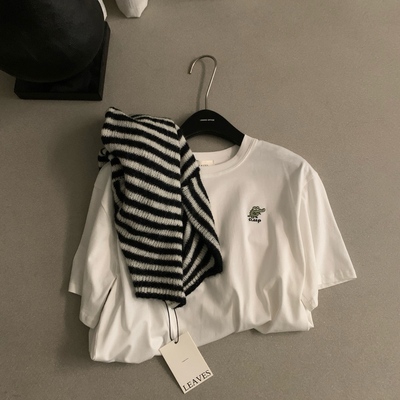 美式宽松短袖刺绣字母T恤显瘦