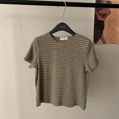 春清爽棉质条纹宽松短袖T恤女