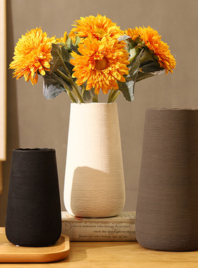 拉丝手工陶瓷插花瓶向日葵装饰品