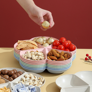 花型分格果盘家用商用KTV水果盘小吃盘干果盘塑料五格盘多格拼盘