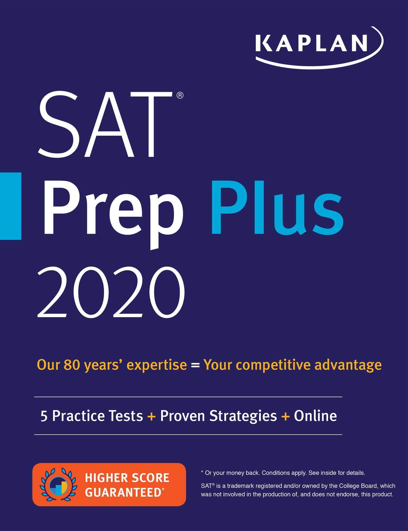 【预售】英文原版 SAT Prep Plus 2020 5 Practice Tests Proven Strategies Online卡普兰SAT备考2020策略和技巧教程学习书籍