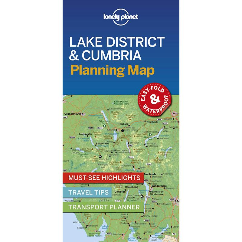 【特价清仓】英文原版LP孤独星球 Lake District Cumbria Planning Map1 大湖区和坎布里亚郡规划图2019年第1版旅游书籍