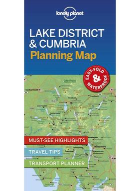 【特价清仓】英文原版LP孤独星球 Lake District Cumbria Planning Map1 大湖区和坎布里亚郡规划图2019年第1版旅游书籍