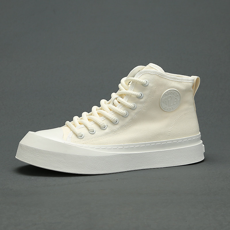 高帮男鞋夏季透气百搭休闲板鞋小众原创青少年运动白色中帮帆布鞋
