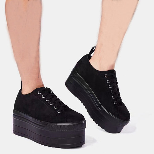 厚底鞋复古马丁靴松糕底小黑鞋