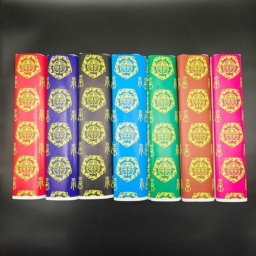 彩色烫金福字万寿纹铜版纸