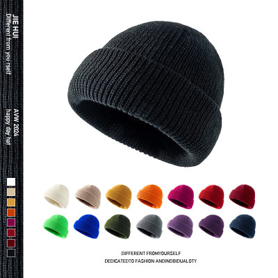 德国帽子男款韩版ins秋冬季针织毛线帽子女学生雅痞帽瓜皮帽冷帽
