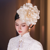 新娘发饰气质高级感法式 复古手作大山茶花婚纱照写真拍照配饰新款