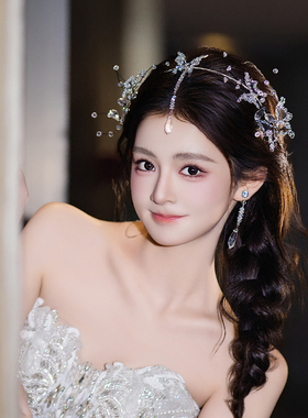 氛围感新娘优雅头饰婚纱仙美蝴蝶流苏发箍超仙婚礼订婚礼服发饰女