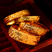 新款 喜服高级感配饰 金色新娘古风龙凤褂婚礼古典精致手镯结婚中式