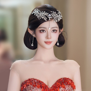 新娘头饰韩系精灵树叶仙气减龄水钻额饰重工婚纱礼服晚宴造型发饰