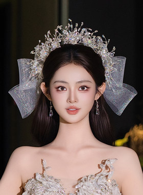 韩系新款减龄新娘头饰森系灵动蝴蝶发箍皇冠婚纱礼服晚宴造型配饰
