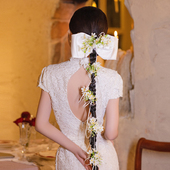 新娘发饰森系复古优雅森系浪漫蝴蝶结花朵发夹婚纱礼服旅拍发饰品