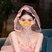 新娘配饰森系小众高级仿真蝴蝶花朵透气蕾丝刺绣晚宴舞会礼服口罩
