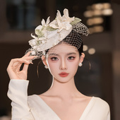 新娘发饰新款 法式 复古网纱礼帽高级气质婚纱礼服写真造型优雅头饰
