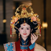 汉服新娘明制凤冠发饰古风大气奢华流苏花朵发簪中式 龙凤褂发饰品