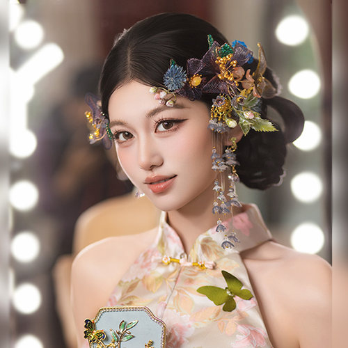 2026新娘头饰精致侧边铃兰花串珠流苏高级感婚礼晨袍旗袍时尚配饰