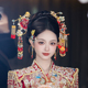 中式 结婚发饰 秀禾头饰新娘古风步摇龙凤褂汉服手工金红色百搭新款