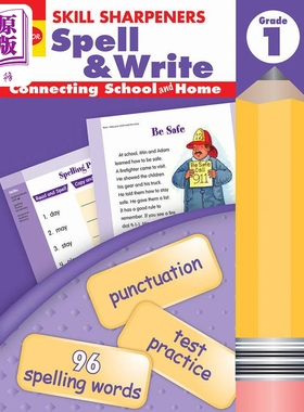 技能铅笔刀 拼写练习册 一年级 Skill Sharpeners Spell and Write Grade 1 英文原版进口 儿童教材教辅 小学课程【中商原版?