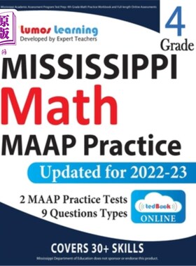 海外直订Mississippi Academic Assessment Program Test Prep: 4th Grade Math Practice Workb 密西西比州学术评估计划考试