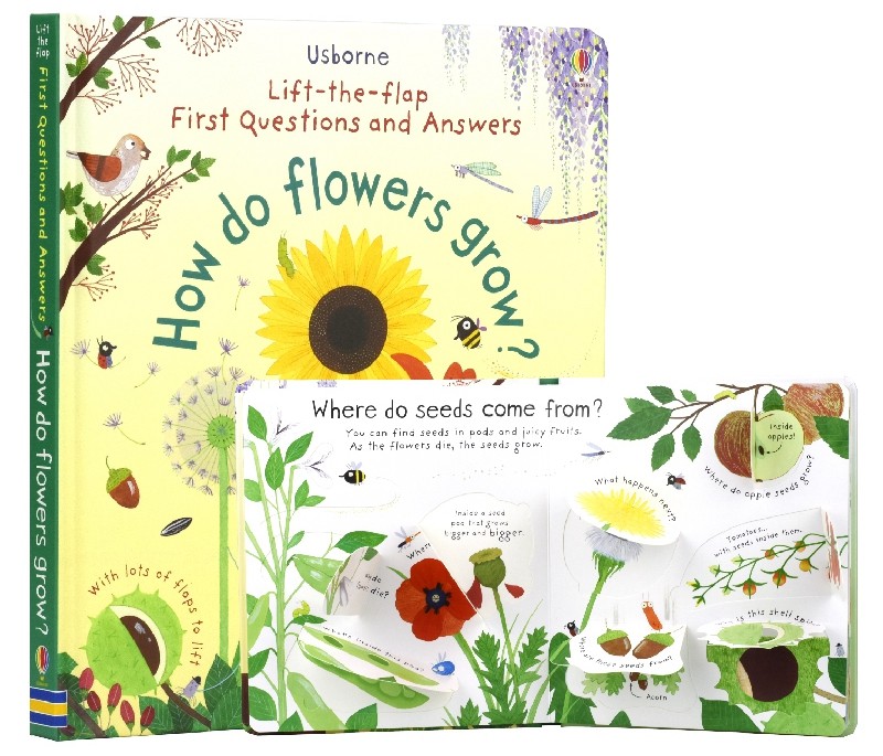 【中商原版】花儿怎样生长 英文原版 How do flowers grow? 百科翻翻书 精装硬页操作书 含超多小机关 科普绘本 趣味操作书 3