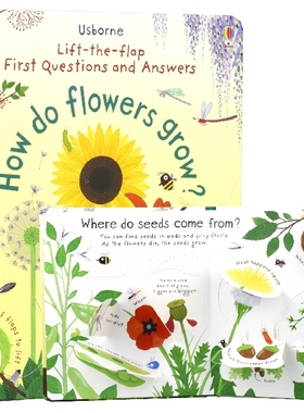 【中商原版】花儿怎样生长 英文原版 How do flowers grow? 百科翻翻书 精装硬页操作书 含超多小机关 科普绘本 趣味操作书 3