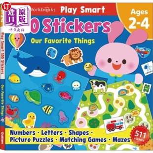 海外直订Play Smart 500 Stickers Activity Book Our Favorite Things: For Toddlers Ages 2, 我们最喜欢的东西:适