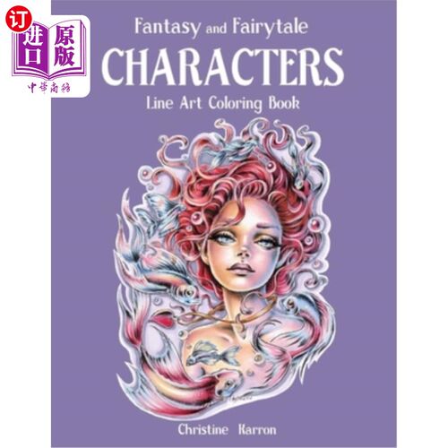 海外直订Fantasy and Fairytale CHARACTERS Line Art Coloring Book 奇幻童话人物线条艺术着色书