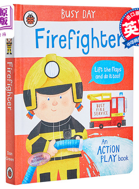 小瓢虫职业机关书 Busy Day: Firefighter 消防员 低幼亲子启蒙机关操作书 纸板书 英文原版 2-4岁 ladybird操作书【中商原版