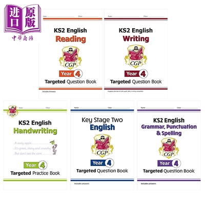 预售 英国原版CGP 小学四年级 英语目标练习册5册 手写语法标点拼写阅读写作 KS2 English Targeted Question Book【中商原版】