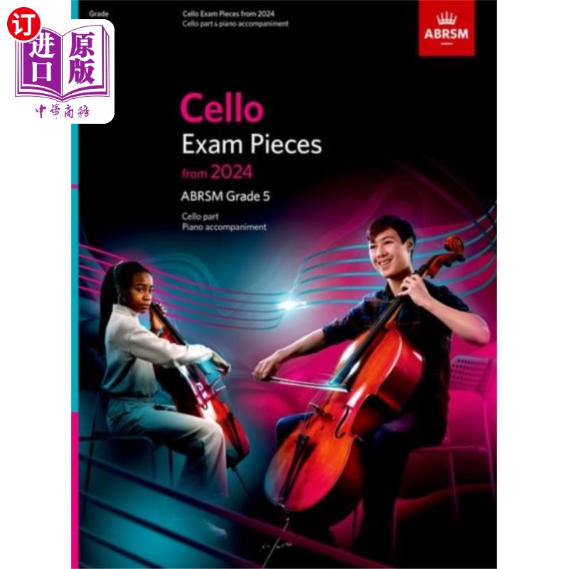 海外直订Cello Exam Pieces from 2024, ABRSM Grade 5, Cell... 2024年英国皇家音乐学院(ABRSM)五级大提琴部分及钢琴伴奏大