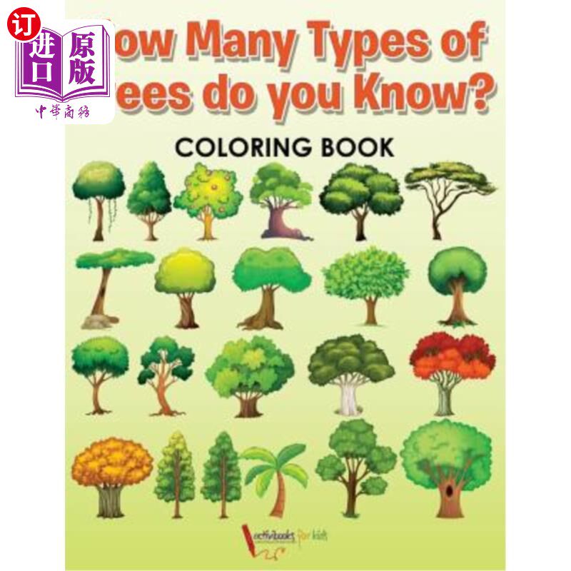 海外直订How Many Types of Trees do you Know? Coloring Book 你知道多少种树?彩色书