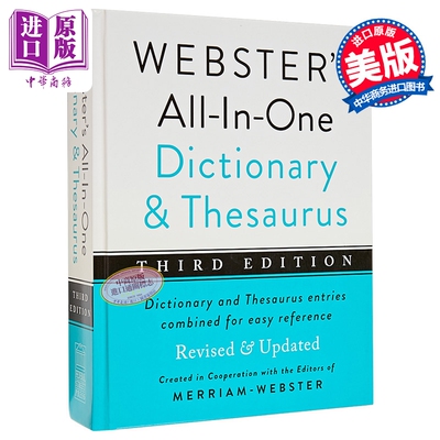 韦氏综合词典和同义词库 2024年第三版 Webster s All In One Dictionary & Thesaurus 英文原版Merriam Webster【中商原版】