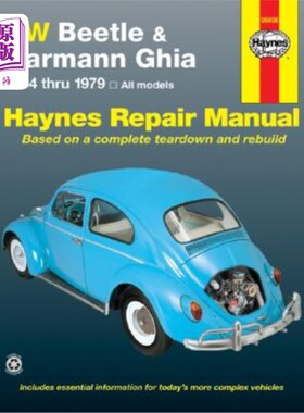 海外直订VW Beetle & Karmann Ghia 1954 Through 1979 大众甲壳虫1200和卡曼吉亚1954-1979