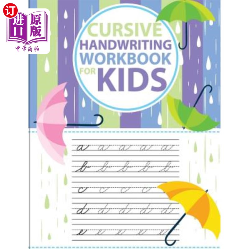 海外直订Cursive handwriting workbook for kids: abc workbooks for preschool, abc workbook 儿童草书练习册：学龄前abc
