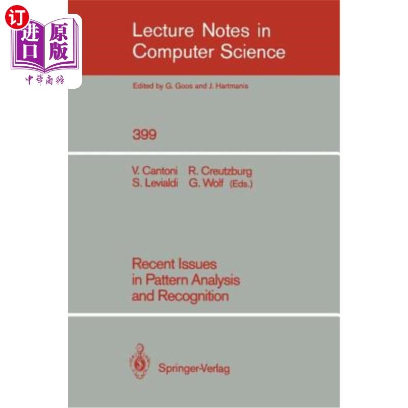 海外直订Recent Issues in Pattern Analysis and Recognition 模式分析与识别的新进展