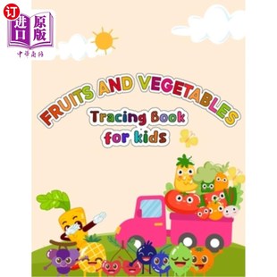 Easy and for 海外直订Fruits Fun 水果和蔬菜追踪书 Tracing Vegetables 孩子：简 Book Coloring kids