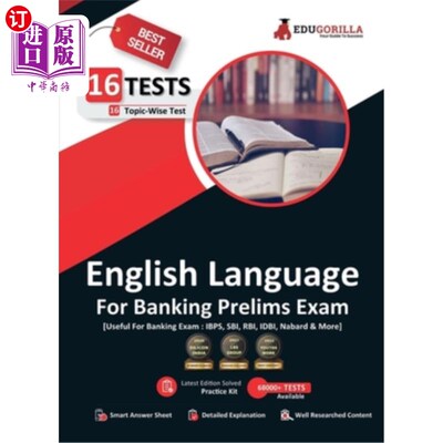 海外直订English Language For Banking Prelims Exam 16 Solved Topic-Wise Tests For SBI/IBP 解决了SBI/IBP