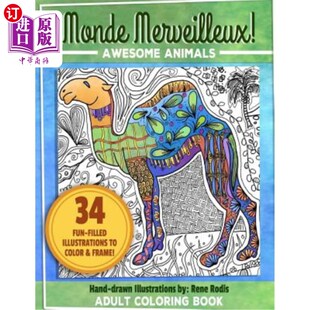 Coloring Book 成人涂色书：可怕 Merveilleux 动物 世界末日 Adult Animals 海外直订医药图书Monde Awesome