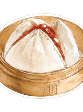粤式早茶叉烧包水彩手绘点心异型