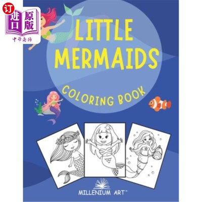 海外直订Little Mermaids Coloring Book: 50 Illustrations of Little Mermaids and Water Lan 小美人鱼着色书:小美人鱼和