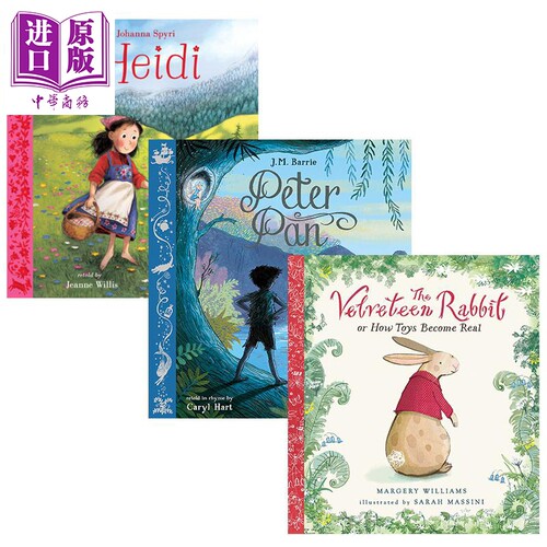 经典儿童文学故事绘本3册 海蒂 Heidi 绒毛兔 Velveteen Rabbit 彼得潘 Peter Pan 英文原版 进口图书 Nosy Crow【中商原版】