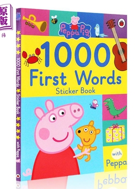 粉红猪1000词配贴纸 Peppa Pig: 1000 First Words Sticker Book 贴纸书 单词启蒙亲子互动游戏读物 英文原版 3-6岁【中商原?