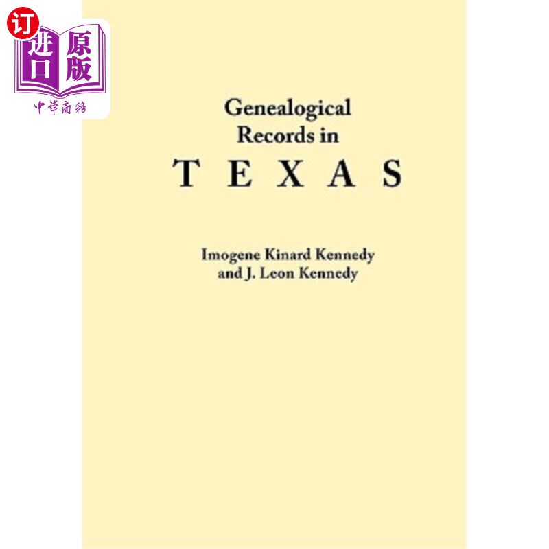 海外直订Genealogical Records in Texas 德州的宗谱记录