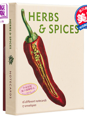 Herbs and Spices Detailed Notecard Set 进口艺术 草药和香料复古插图卡片【中商原版】