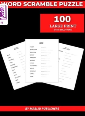 海外直订Word Scramble Puzzle 100 Large Print with solutions: word scramble books for adu Word Scram